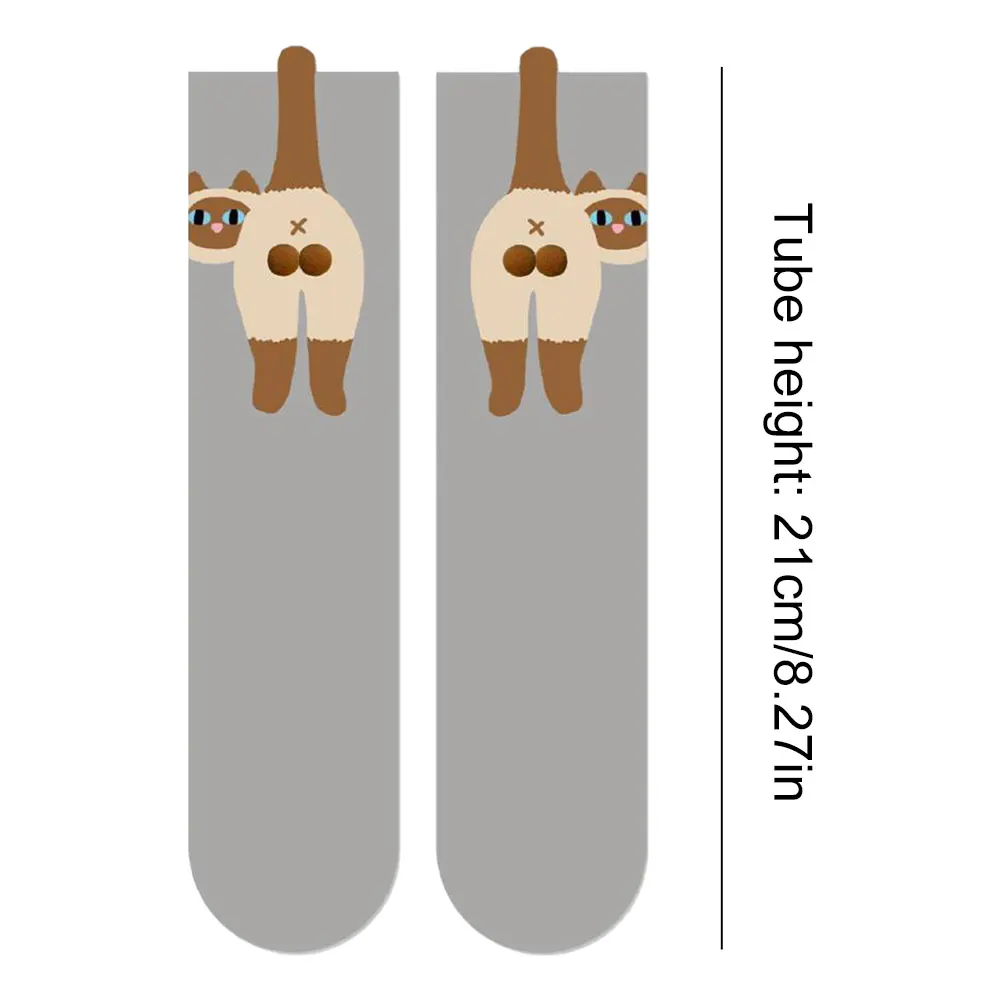Cute Cat Socks Breathable Cartoon Animal Socks Cat Middle Tube Socks Novelty Gifts for Cat Lovers
