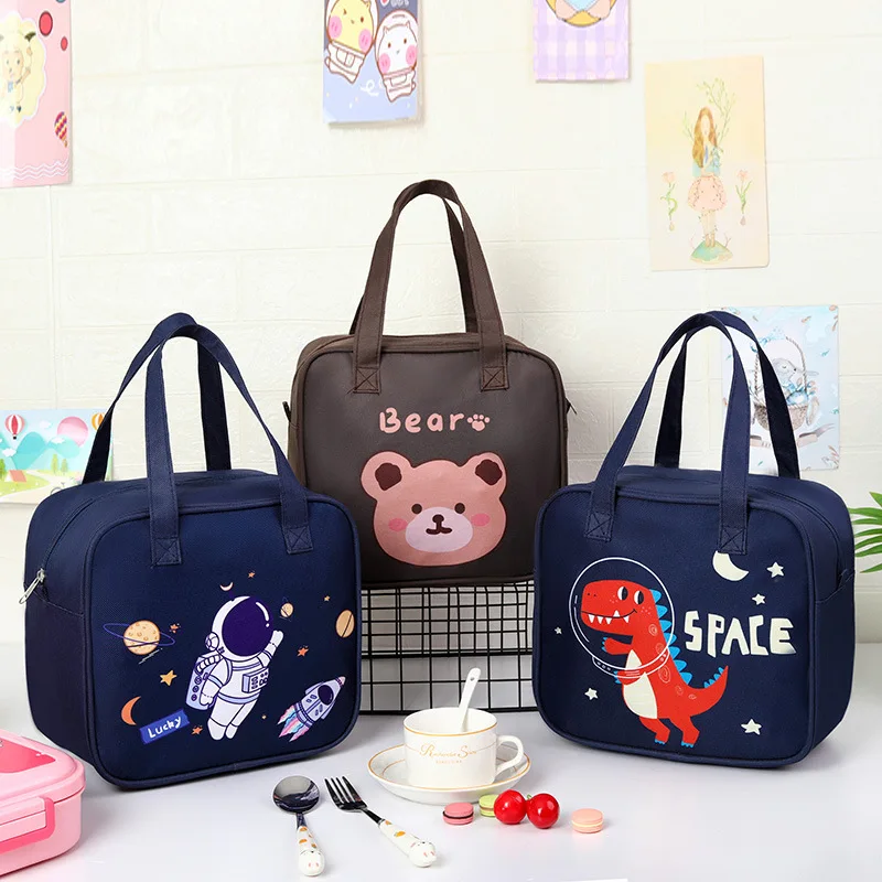 

Cute Cartoon Pupils Insulated Lunch Box Bag Aluminum Foil Thickened Children Waterproof Large Bento Handbag Lunch Bag for Kids
