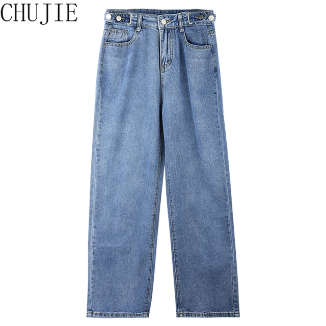 Women High Waist Casual Jeans New Arrival 2022 Korean Street Style All-match Loose Ladies Straight Denim Pants 5