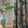 New Chinese Style Curtains for Living Room Cotton Linen Printed Cortina Banana Leaf Embroidered Tulle Curtain Blackout Curtains 1