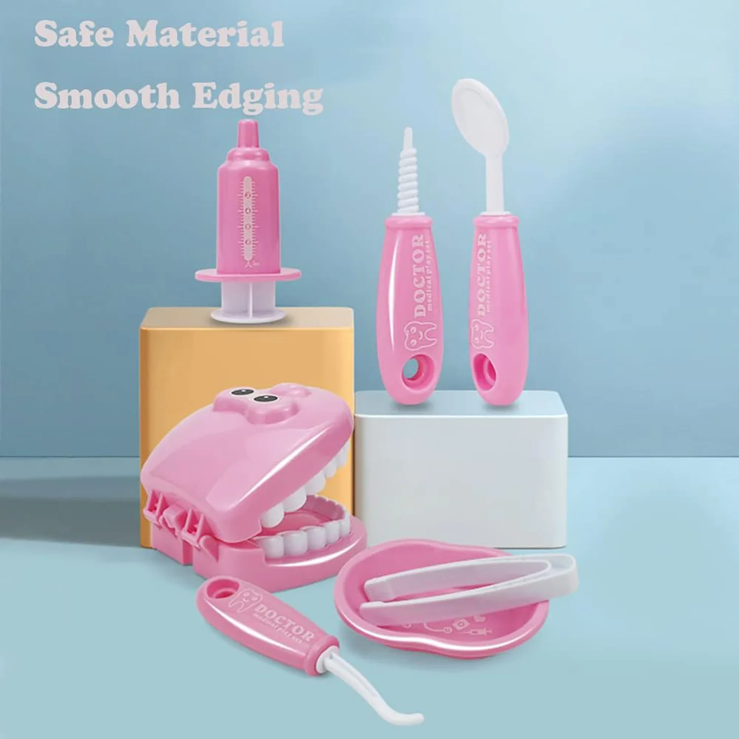 9PCS Plastic Simulation Dentist Play Set, Medical Kit Pretend Toy for Kids, Dentist Early Education Brushing Game for Kids 5