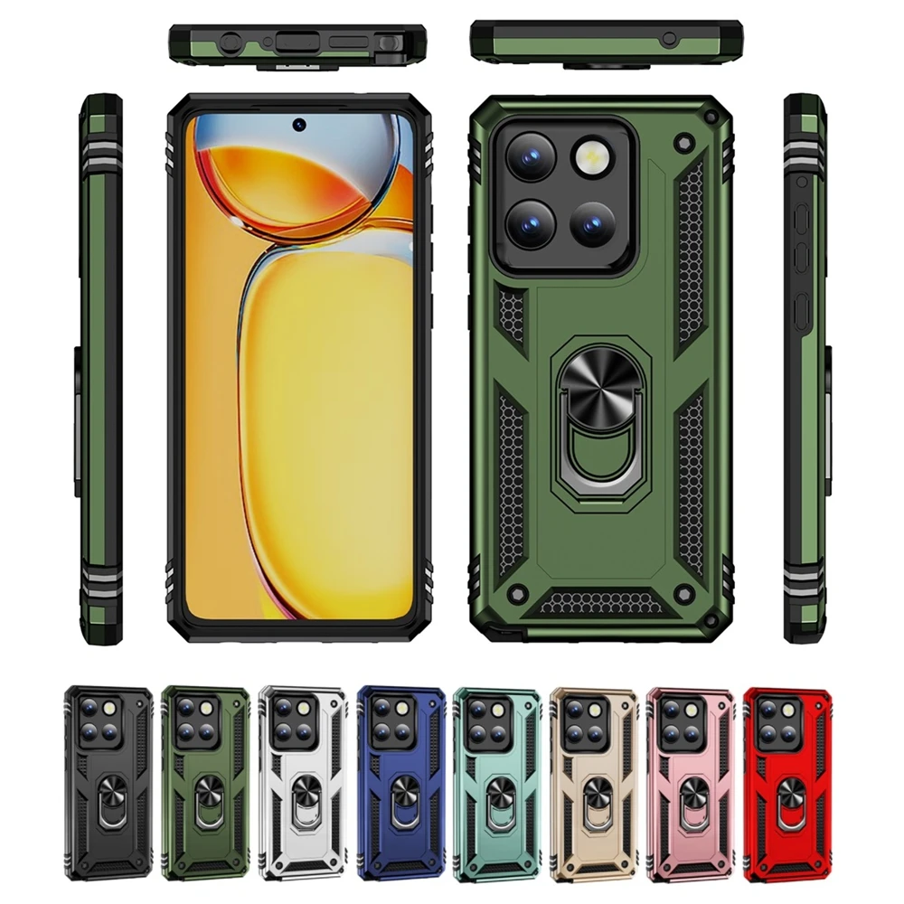Durable Armor Phone Case with 360° Metal Ring Holder Cover
