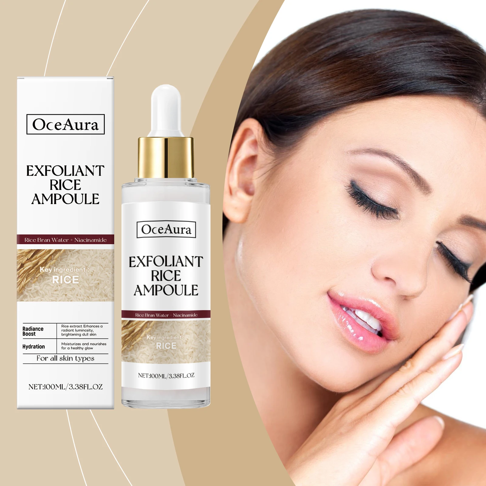 Rice Exfoliating Essence Dead Skin Removal Oil Control Brightening Moisturizing Nourishing Improve Roughness Nicotinamide Serum