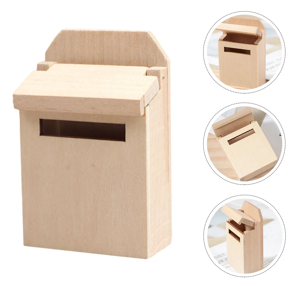 Mini Wooden Mailbox Model Miniature Furniture Dollhouse Decor Post Box Letter Box Garden Supplies House Accessories