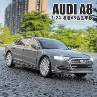 1:24 Audi A8 Diecast Alloy Metal Toy Car Miniature car Model Pull Back Sound & Light Doors Openable Collection Gift For Boy C186 2