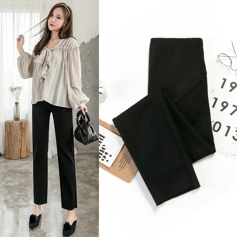 Spring Thin Cotton Linen Maternity Pants Casual Belly Clothes for Pregnant Women Pregnancy Business Trousers Wear Woman 3