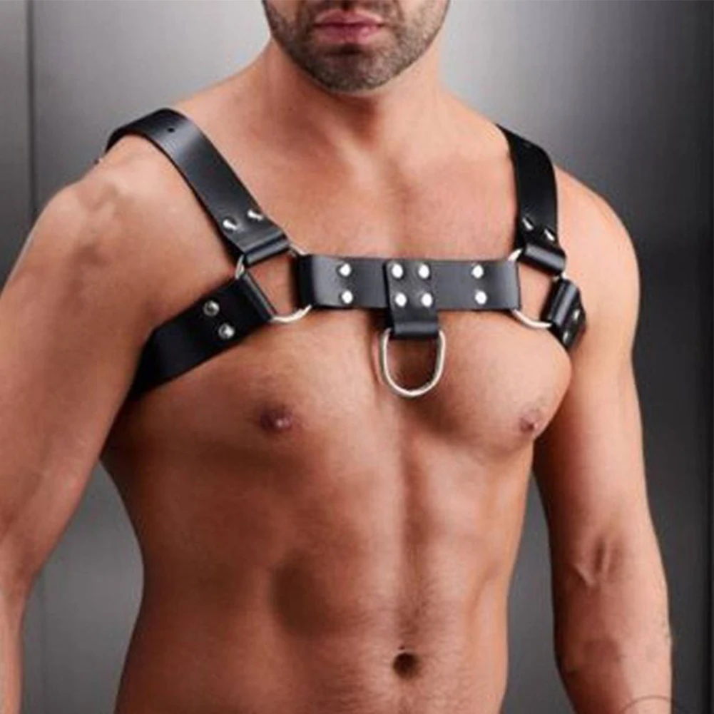 

Men's Erotic Lingerie PU Leather Sexy Chest Body Harness Straps Lingerie Bondage Clubwear Costume Porn Boy Sissy Sexy Sex Sexual