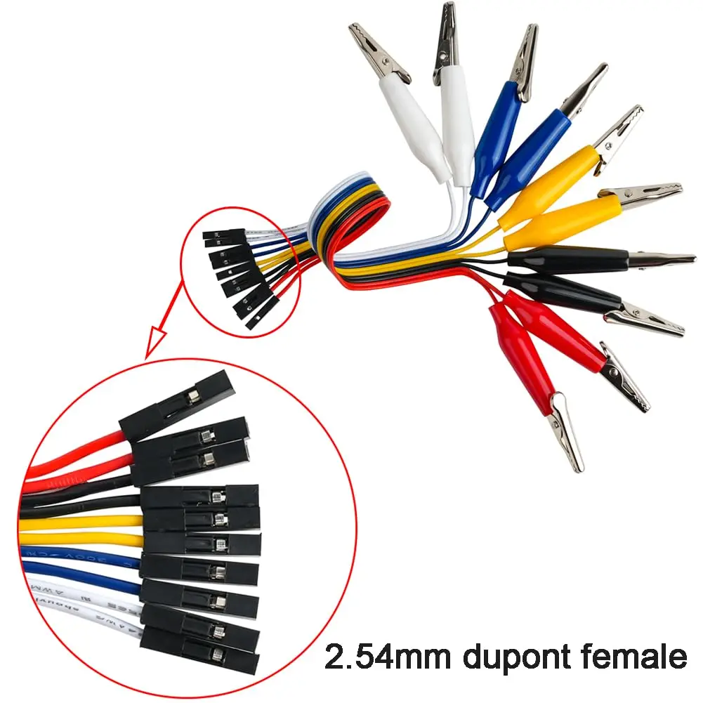 Alligator Clip to Breadboard Jumper Wire Test Lead Dupont Cable 10pin 20cm Male Female for Arduino Microbit Nano LED Strip alligator clips test leads test cable lead test lead wire test lead cable test cable