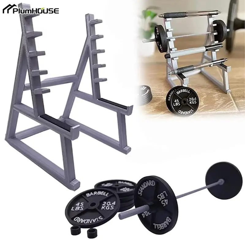 

Pencil Holder For Desk Barbell Rack Display Holder Portable Gym Theme Pen Storage Squat Rack Ornaments With Barbells And Weights