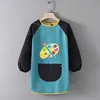 Kids Paint Apron Artist Uniform for Children Working Pocket Waterproof Apron for Painting Baby Eating Brush Pattern Sleeved Bib 2