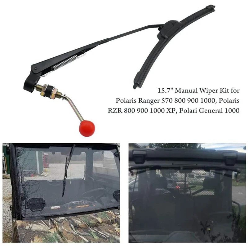 350X400MM Manual UTV Windshield Wiper 15.7 Inch Wiper Kit Polaris Ranger RZR 800 900 1000 Can Am Kawasaki Honda