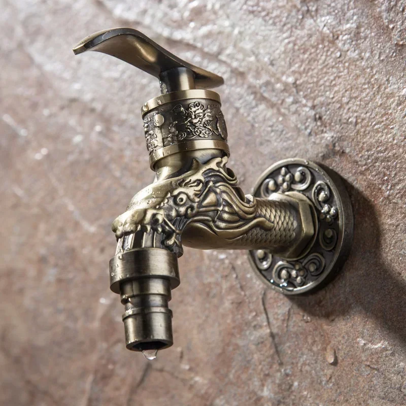 Antique Bronze Garden Wall Mounted Decorative Tap Home Use Small Single Hole Outdoor Water Faucet water tap faucet garden bibcocks