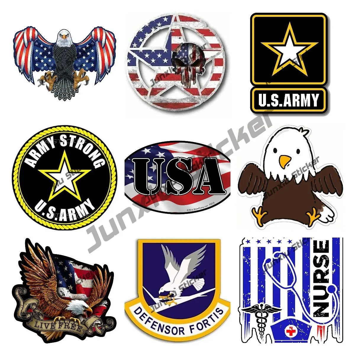 

American Bald Eagle Car Stickers Funny USA Flag Decal American Flag Nurse Army Bald Eagle Patriotic Sticker for Cars Laptops