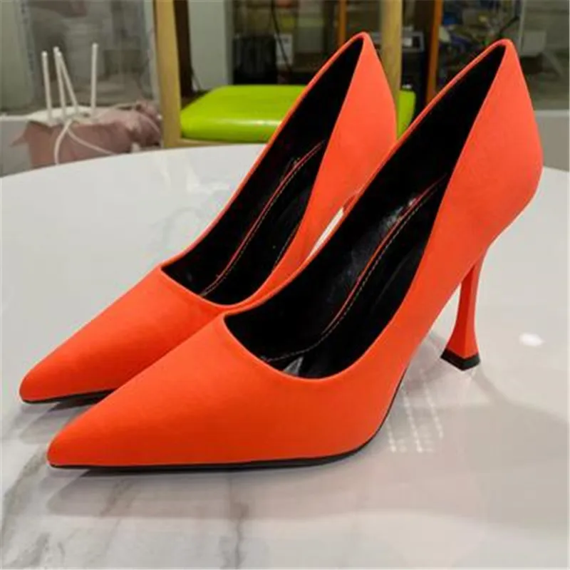 Pointed Toe Women Thin Heel Shoes 10cm Heels Pointed Toe Patent Leather Wedding Party Shoes Woman Big Size 48