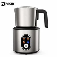 DEVISIB 4-in-1 Automatic Milk Frother Electric Instant Magic Froth 350ml Stainless Steel Pitcher Dishwasher Safe Hot and Cold