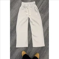 Harajuku Loose Double Waisted Sweatpants Y2K American Solid Color Letter Embroidery Casual Pants Hip Hop Drawstring Waist Jogger 1