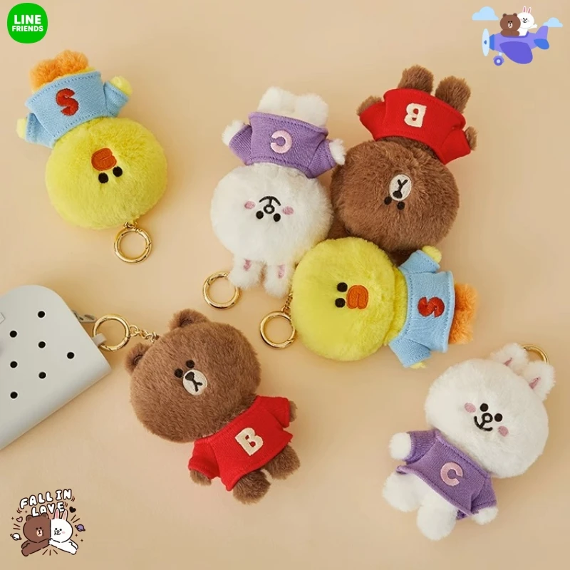 

New Line Friends Plush Doll Keychain Anime Brown Bear Sally Cony Cute Keychain Pendants Kawaii Bag Hanging Cute Birthday Gifts