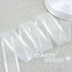 Luxurious Soft Broadside Organza Ribbon - 50 Yards for Gift Wrapping & Decoration (WHITE)