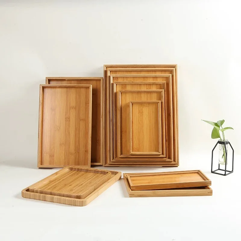 Simple Bamboo Dessert Plates, Bamboo Tea Plates, Household Kitchen Serving Dishes Sets Cake Racks, Restaurant Supplies