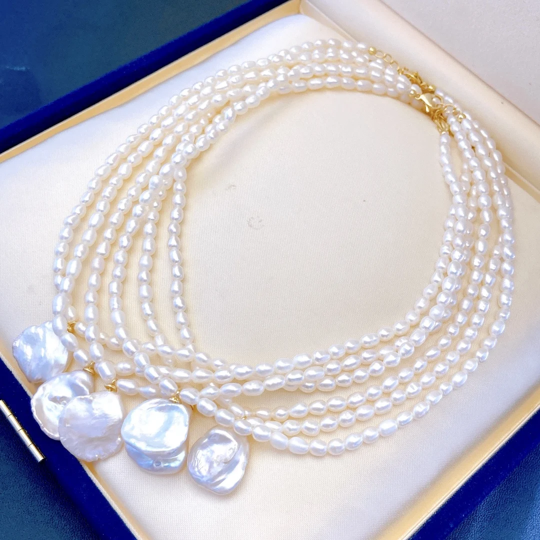 

Flora Baroque Pearl Pendant With Rice Pearl Necklace Gift Elegant Women Pearl Jewelry