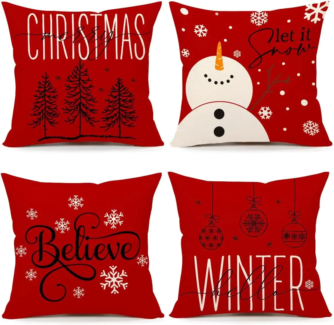 

Red Christmas Pillowcase Farm Winter Holiday Decoration Cushion Cover for Home Sofa