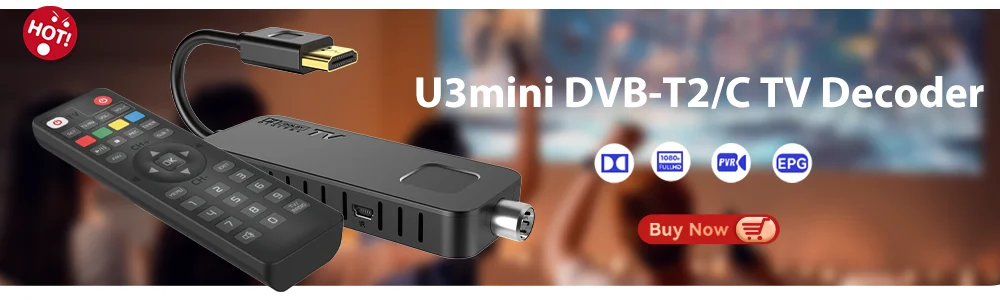 Decodificador de televisión Digital con salida AV, sintonizador Mini H.265  HEVC 1080P Dolby AC3 HD, UBISHENG U12 DVB C para TV HD/Antigua, DVB-T2