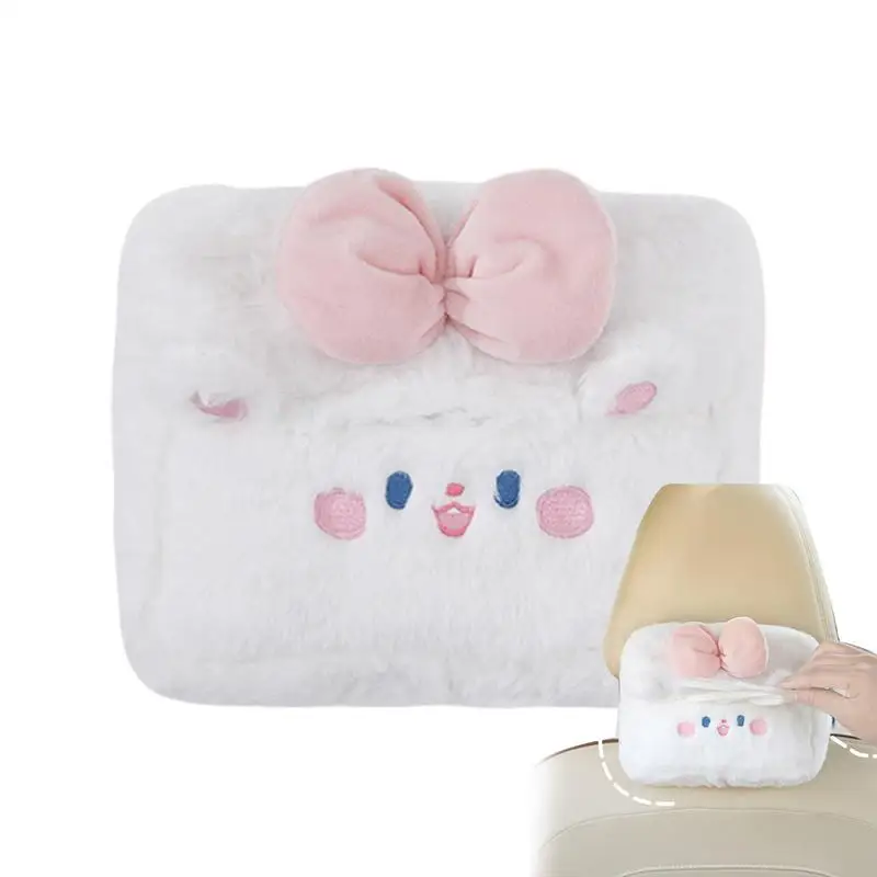 

Cute Tissue Dispenser For Car Plush Tissue Dispenser With Zipper Cartoon Napkin Holder For Car Visor Headrest Armrest Box Soft