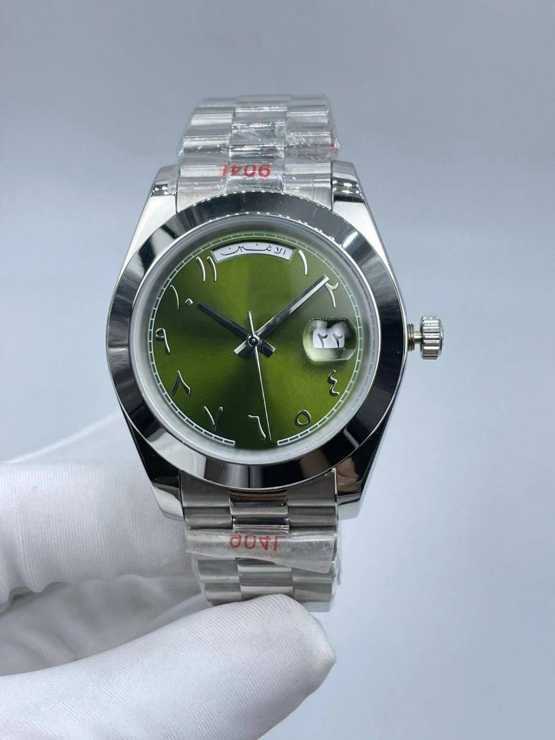 

"Luxury Thin Watch, 41mm Green Dial, Arabic Numeral Scale, Week Calendar, 316 Precision Steel Case, Strap, Mechanical Movement,