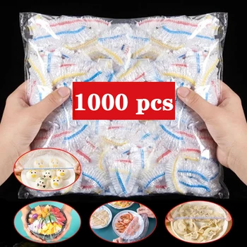 100/1000pcs Colorful Disposable Food Cover Plastic Wrap Elastic Food Lids Cups Caps Storage Plastic Bag Kitchen Accessories