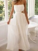 Women's Summer Cami Dress Solid Color Spaghetti Strap Waist Cutout Open Back Long Dress 1
