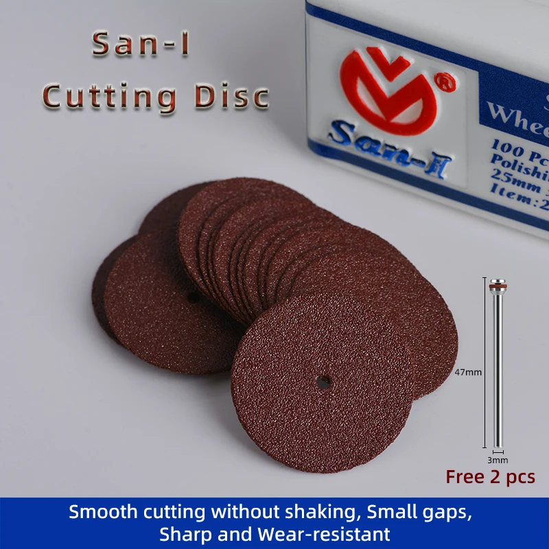 Cutting Disc San-I 100 pcs Thin Resin Cutting Wheels For Plastic Ceramics Glass etc. Material Free Gift Of 2 Clamping Rods