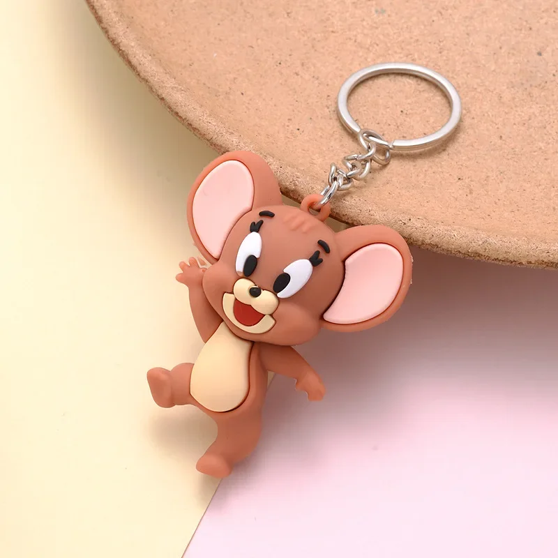 Cute Cat Mouse Keychain Cartoon Key Accessories Animal Resin Doll Bag Pendant Trendy Men Women Jewelry Gifts Wholesale