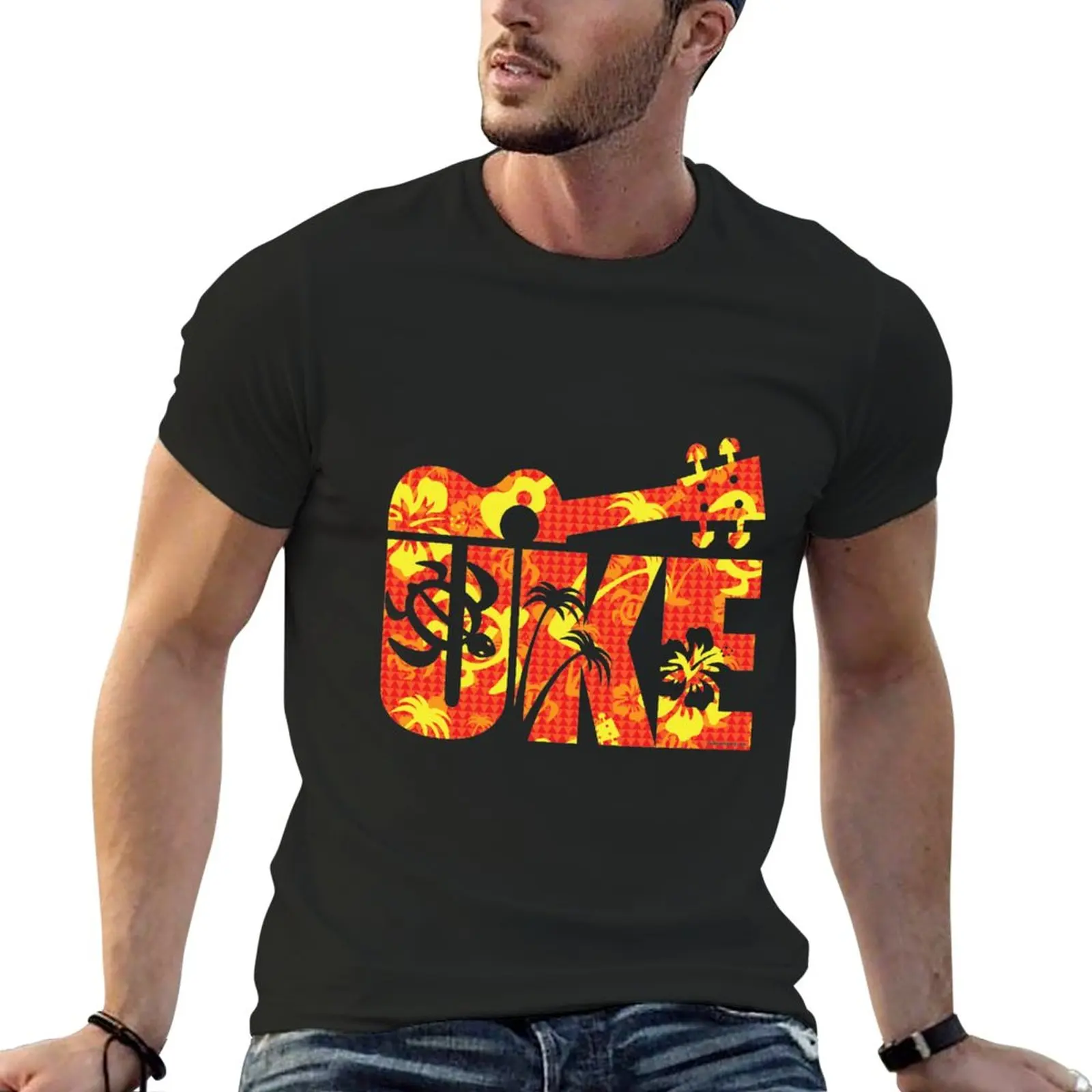 

The Uke Hawaii Red T-Shirt Short sleeve tee quick-drying men t shirt