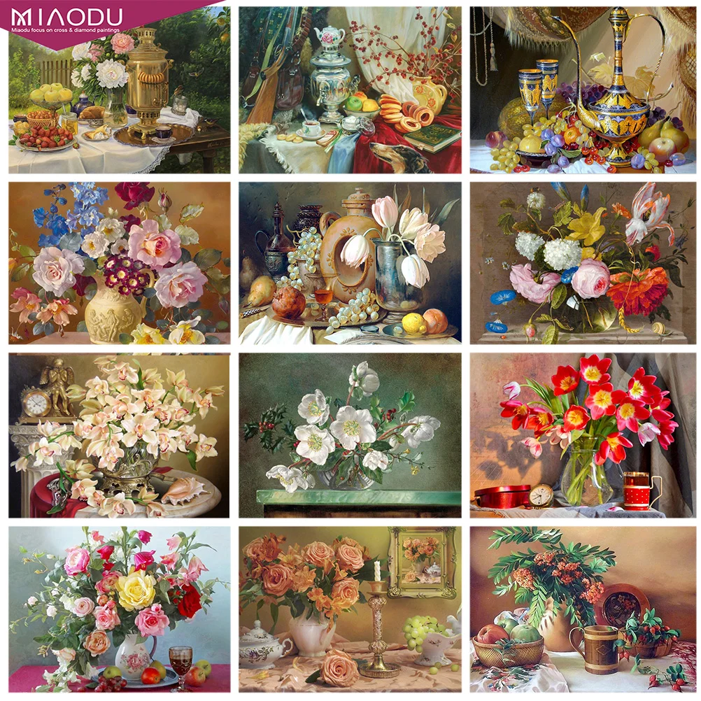 

5D Diamond Painting Pastoral Flowers Potted Landscape Home Decor Gifts Cross Stitch Kits Embroidery Handmade Art Mosaic