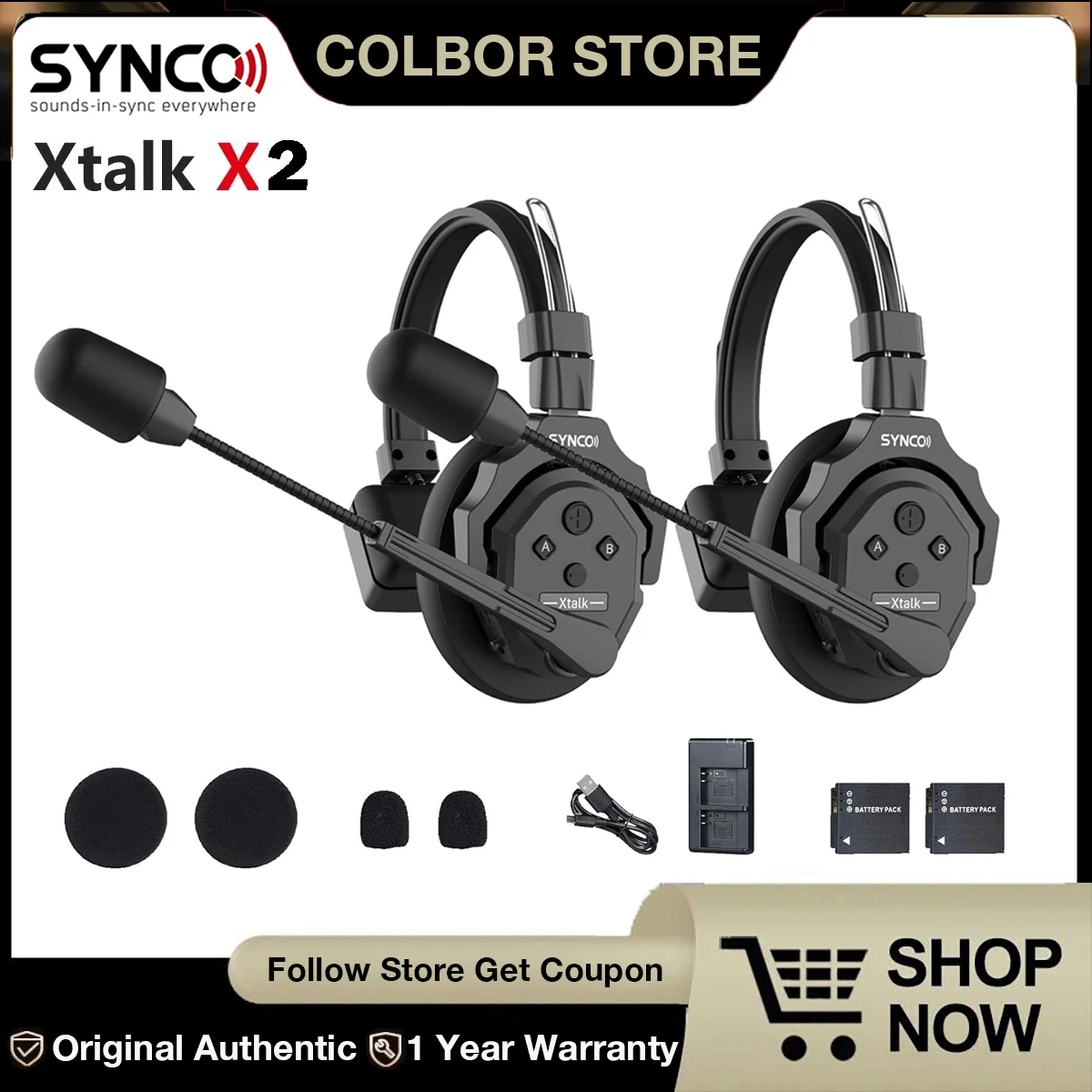 【新品】 SYNCO XTALK X2 インターコムヘッドセットシステム Amazon.com: SYNCO XTalk X2 Full Duplex AEC Wireless Intercom