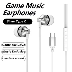 Elite Gaming Wired Headphones with Heavy Bass and Hi - Fi Sound Quality (Silver Type C)