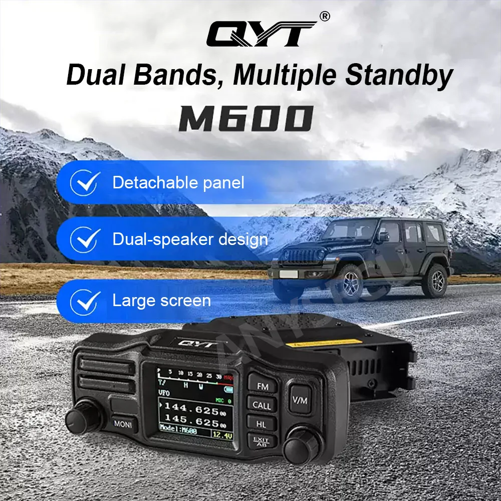 2026 NEW ANYSECU M600 25W 듀얼 밴드(UV) 모바일 햄 라디오, 분리형 양방향 송수신기(듀얼 워치 수신기 포함)