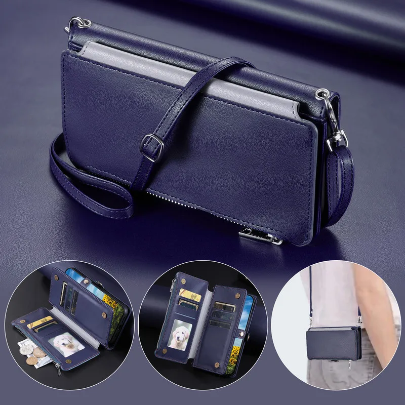 thumbnail image 1 of Funda de cuero con cremallera cruzada para Xiaomi Redmi Note 13 Pro 5G 4G 2024 para Redmi Note 13 Pro Plus 13C 13R Turbo 3 A3, 1 of 5