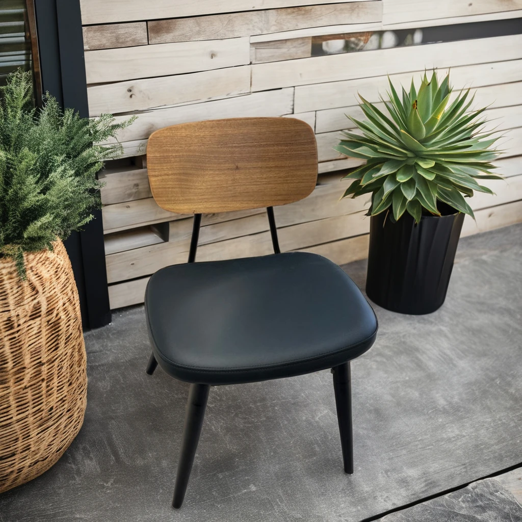 Italian Minimalist Leather Dining Chair Cat Claw Nordic Light Luxury Wooden Backrest Home Living Room Coffee Stool Bedroom Villa