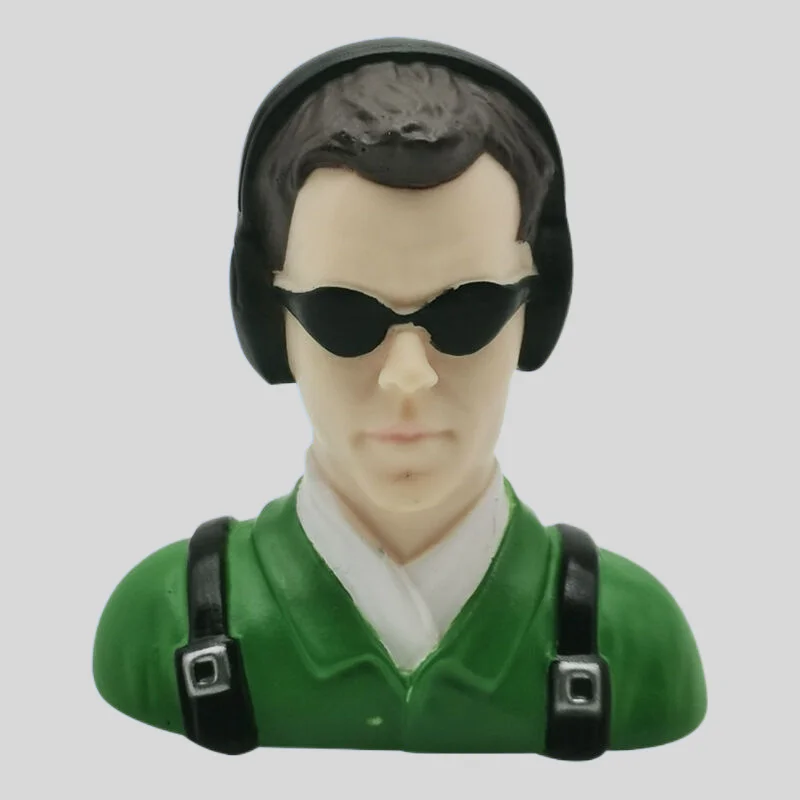 1/6 Scale Civil Pilot Figure with Glasses - Collectible Toy in Pink and Green