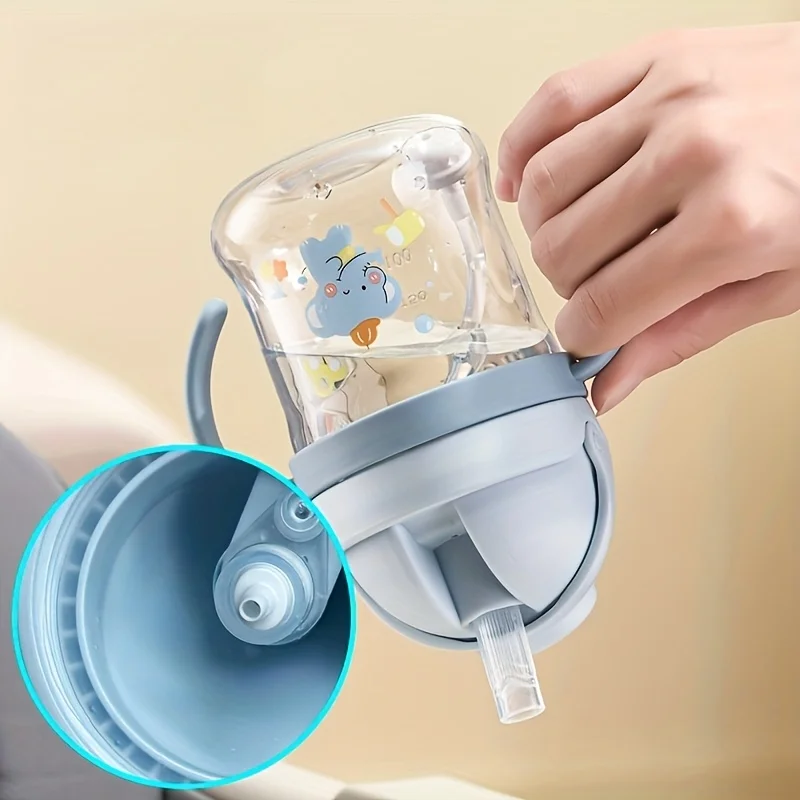 250ml/8oz Cute Cartoon Straw Cup with Handle, Gravity Ball, Sippy Cup, Perfect Water Bottle Gift for Outdoor Daily Use 3