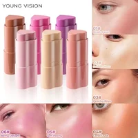 Cream Blush Stick Multi-purpose Heart-shape Blush Cream Stick Shadow Blush Lipstick 3 in 1 Contour Stick Peach Cheek Tint Makeup 2