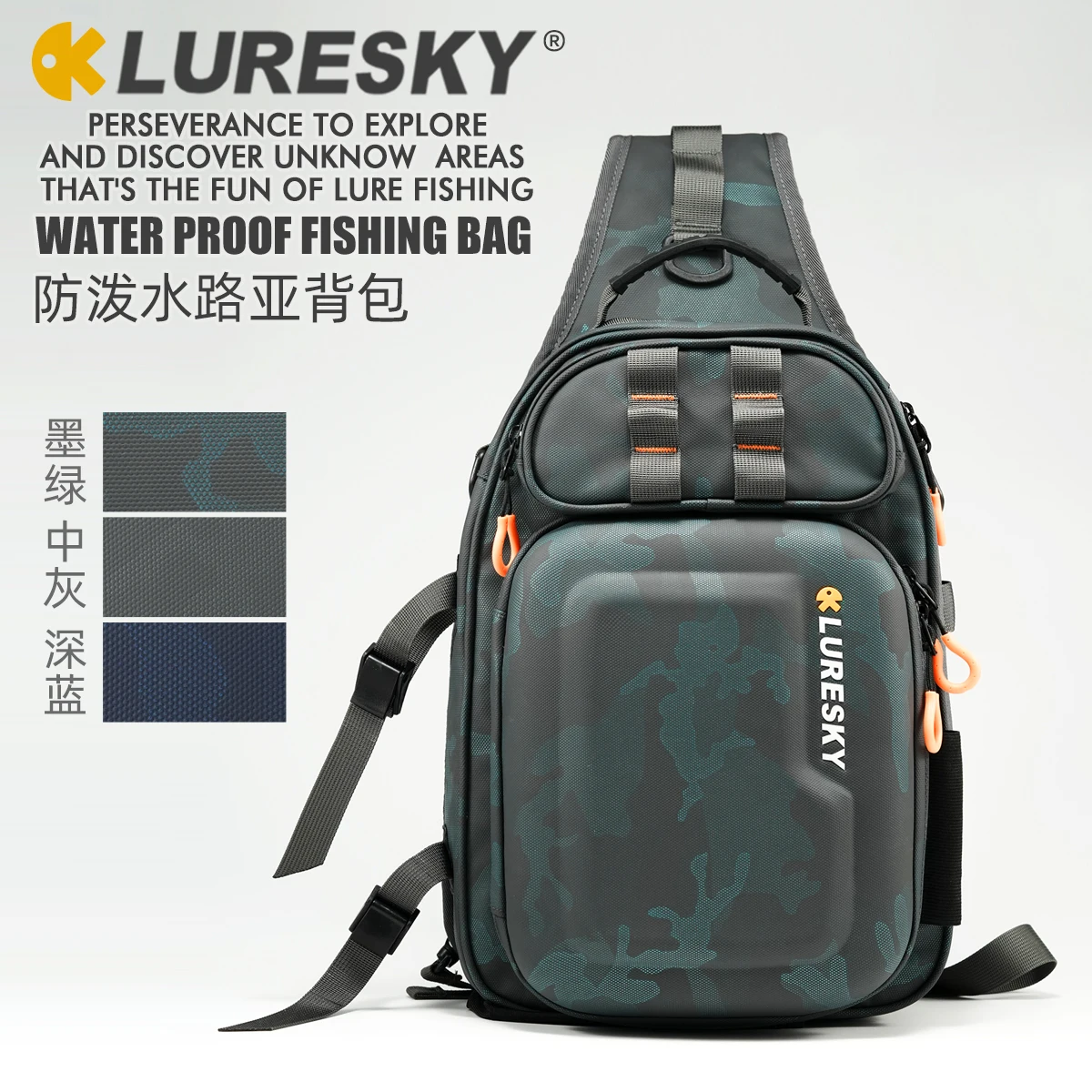 Waterproof Lure Bag Multipurpose Sling Fishing Tackle Bag, Large Capacity Crossbody Shoulder Pack
