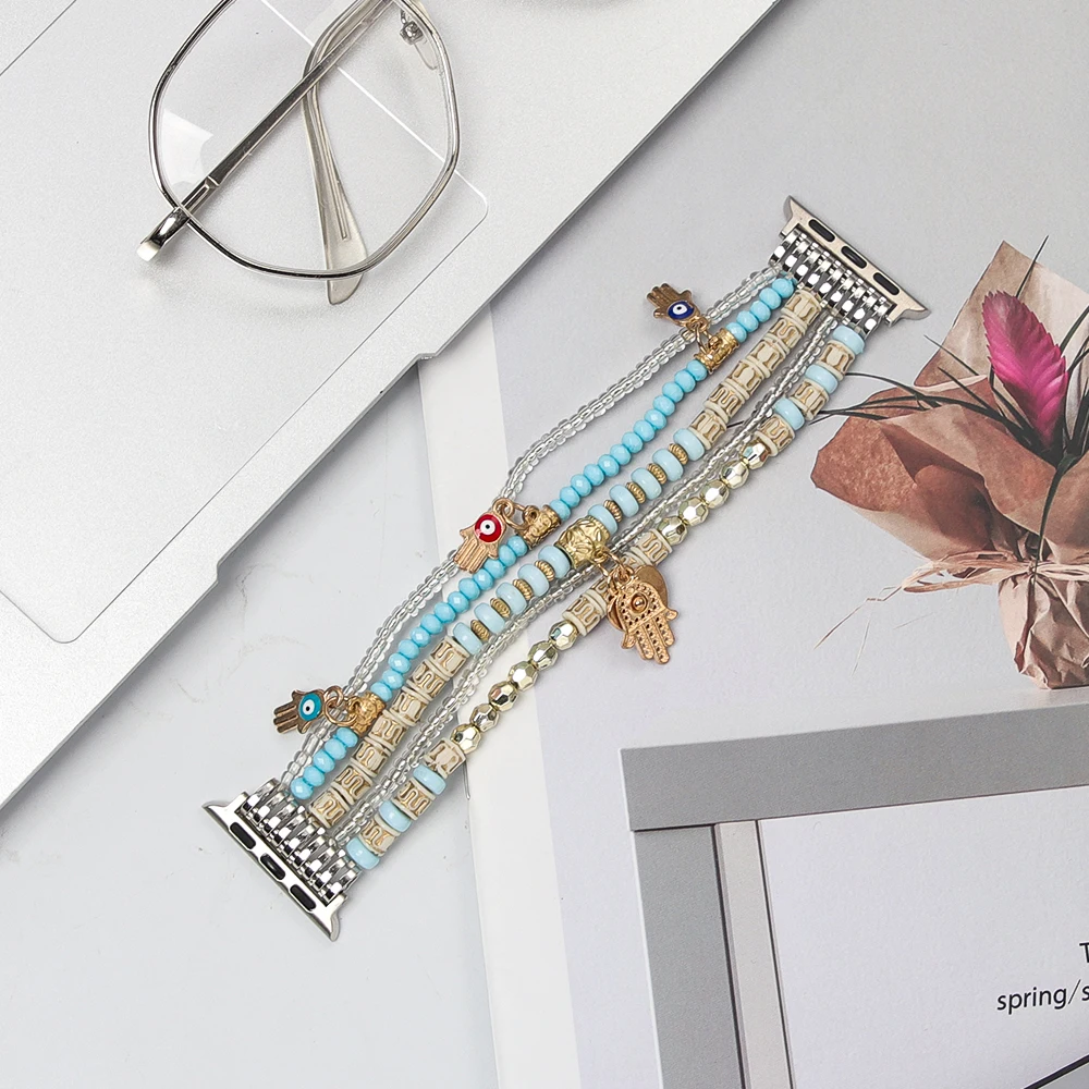 Elegant Elastic Beaded Pendant Bracelet Band