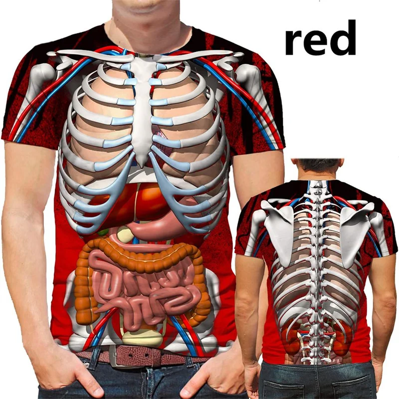 

Funny 3D Cosplay Male Skeleton Internal Organs Printed T-Shirt Kid Fashion Streetwear Short Sleeves Men Summer Harajuku T-Shirts