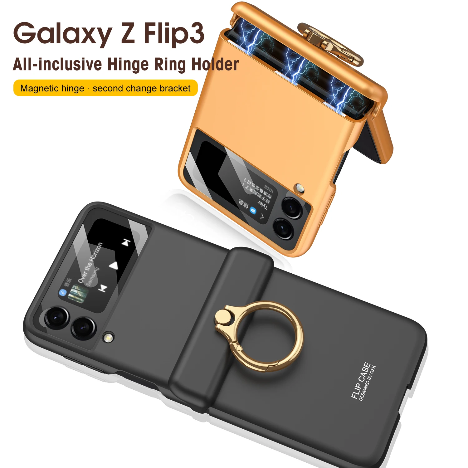 

GKK чехол с магнитным шарниром в комплекте для Samsung Galaxy Z Flip 3, Защитный пластиковый чехол для задней панели телефона Samsung Flip3