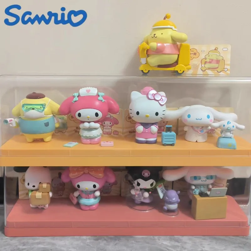 

Лидер продаж, фигурка семьи Sanrio Cinnamoroll Kuromi, помпон пурин, мимелоди, экшн-фигурки, жесткая работа, серия, модель куклы