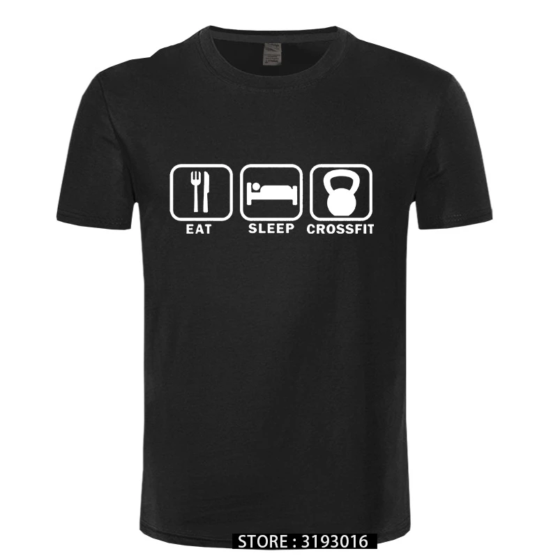 

Eat Sleep Crossfit T Shirt Men Summer Short Sleeve Cotton Clothing Christmas Day Fashion New Tee Shirt Oversized