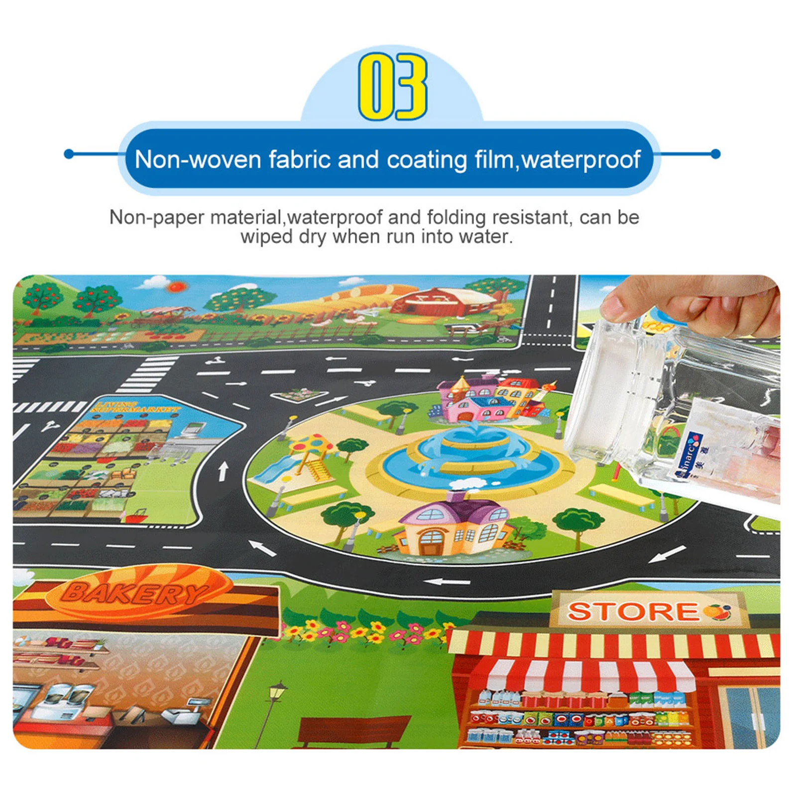 Children Pretend Play Mats Road Traffic City Life Pretend Play Toy for Playroom & Kid Bedroom - 4