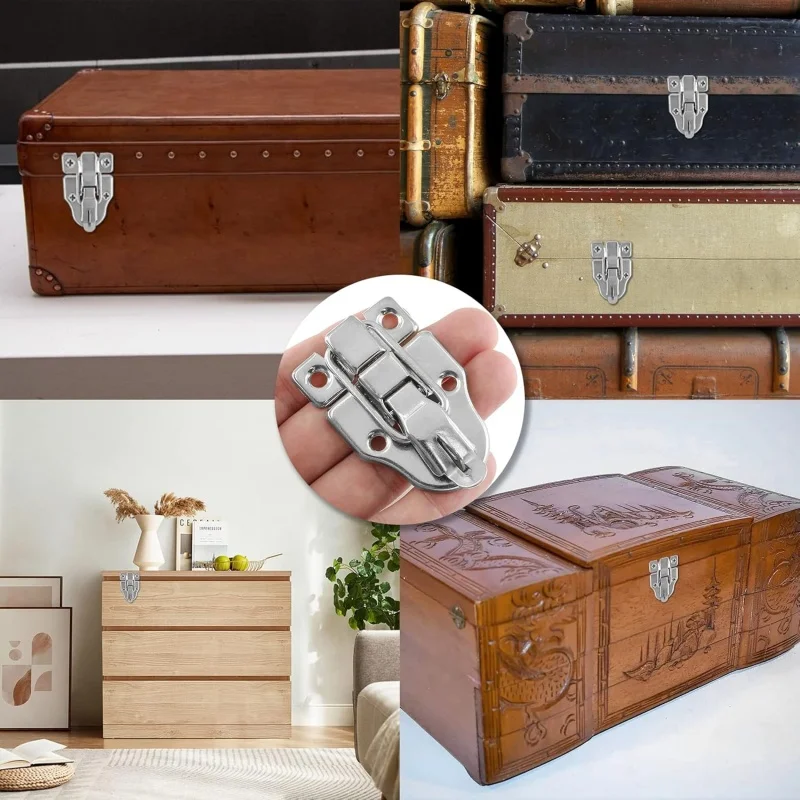 With Lock Hole Vintage Jewelry Wood Box Hasps Drawer Latches Decor Suitcases Hasp Latch Buckle Clasp Furniture Hardware 2sets